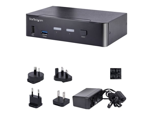 Startech USB C KVM Switch, 2 Port DisplayPort KVM w/ 4K 60Hz UHD HDR Video, 3.5mm Audio, USB Type C KVM Switch, 4x USB HID and 2x USB A 3.2 Gen 1 5...