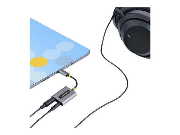 Startech USB-C Headphone Splitter, USB Type C Dual Headset Adapter w/Microphone Input, USB C to 3.5mm Adapter/Earphone Dongle, USB C to Audio Jack/...