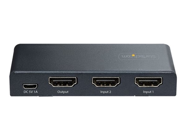 StarTech.com 2PORT-HDMI-SWITCH-8K, HDMI, Micro-USB, Metalli, Musta, 5 m, 1920 x 1080 (HD 1080), 1920 x 1200 (WUXGA), 2560 x 1080, 2560 x 1440, 3440...