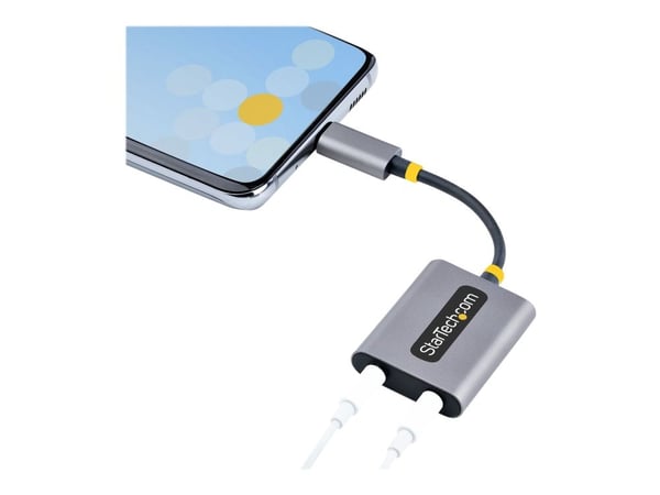 Startech USB-C Headphone Splitter, USB Type C Dual Headset Adapter w/Microphone Input, USB C to 3.5mm Adapter/Earphone Dongle, USB C to Audio Jack/...