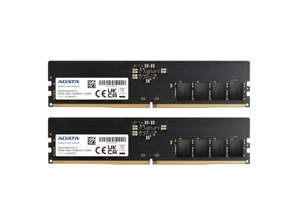 ADATA - DDR5 - sett - 32 GB: 2 x 16 GB - DIMM 288-pin - 4800 MHz / PC5-38400 - CL40 - 1.1 V - ikke-bufret - on-die ECC - svart