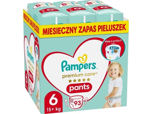 PAMPERS Premium buksebleer Størrelse 6, 15-25kg, 93 stk.