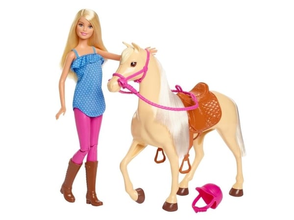 Barbie dukke og hest (blond)