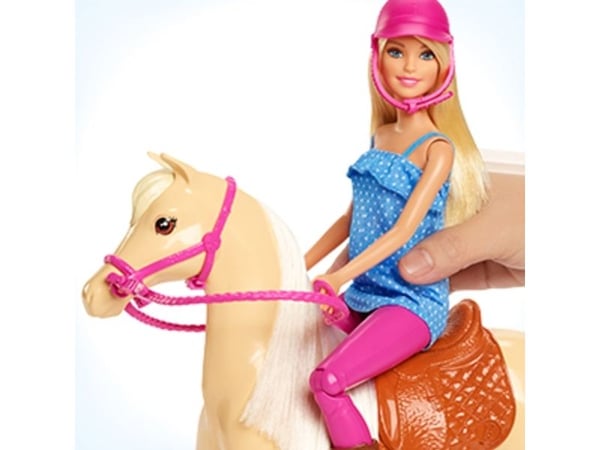 Barbie dukke og hest (blond)