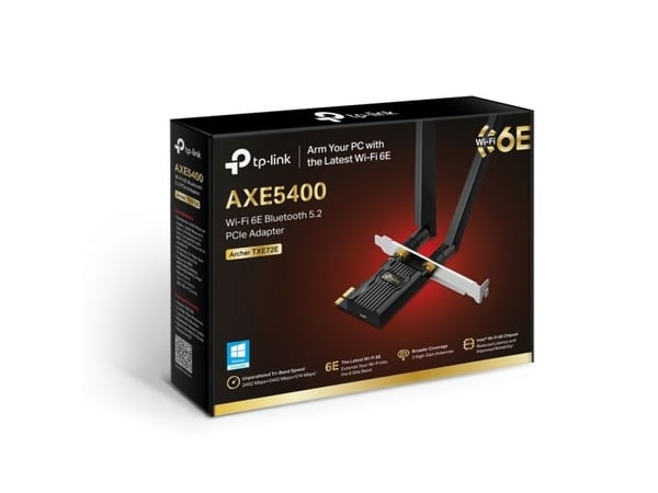 TP-Link Archer TXE72E, Intern, Koblet med ledninger (ikke trådløs), PCI Express, WLAN / Bluetooth, 2402 Mbit/s, Sort