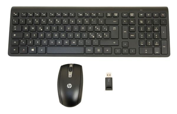 HP 697352-071, Full størrelse (100 og), Trådløs, RF kabel-fri, Mekanisk nøkkelbryter, Sort, Mus inkludert
