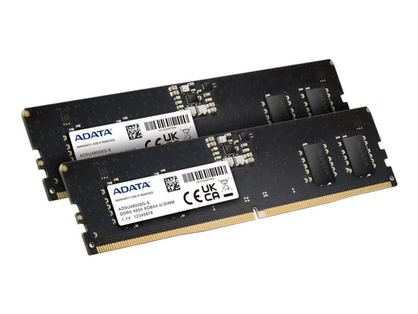 ADATA - DDR5 - sett - 32 GB: 2 x 16 GB - DIMM 288-pin - 4800 MHz / PC5-38400 - CL40 - 1.1 V - ikke-bufret - on-die ECC - svart