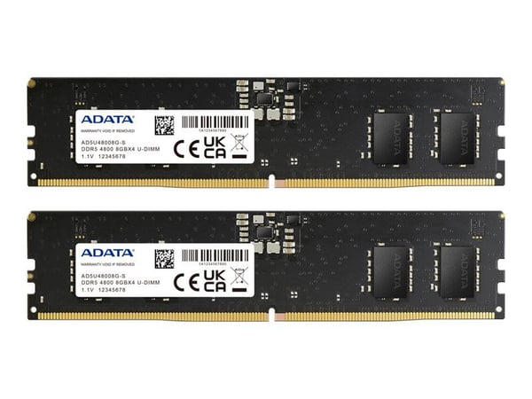 ADATA - DDR5 - sett - 32 GB: 2 x 16 GB - DIMM 288-pin - 4800 MHz / PC5-38400 - CL40 - 1.1 V - ikke-bufret - on-die ECC - svart