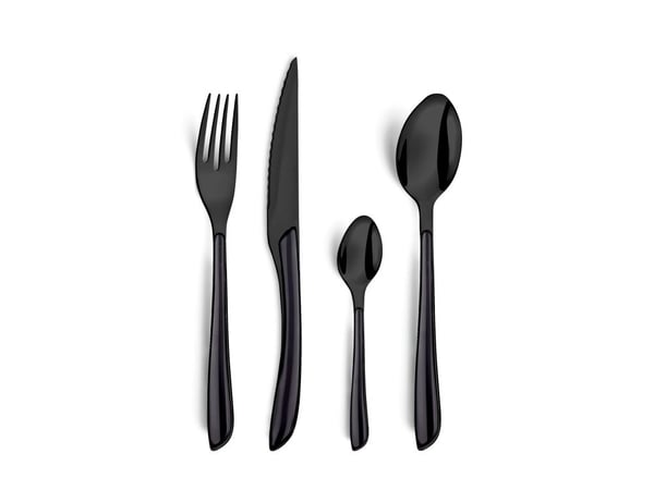 Amefa Lumino 1422 - 16 pcs Bestik sæt  (Bright Black PVD – Black handle)