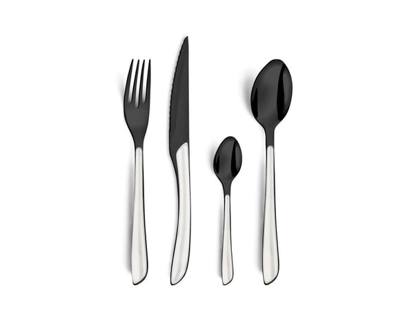 Amefa Lumino 1422 - 16 pcs Cutlery Set (Bright Black PVD – White handle)