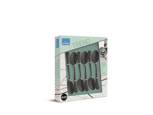 Amefa Austin 1410 - 6 Mocca Spoons trendilaatikossa - musta