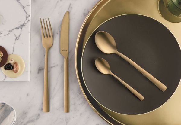 Amefa Manille 9035 - 16-pc set in vintage box - gold- stonewash