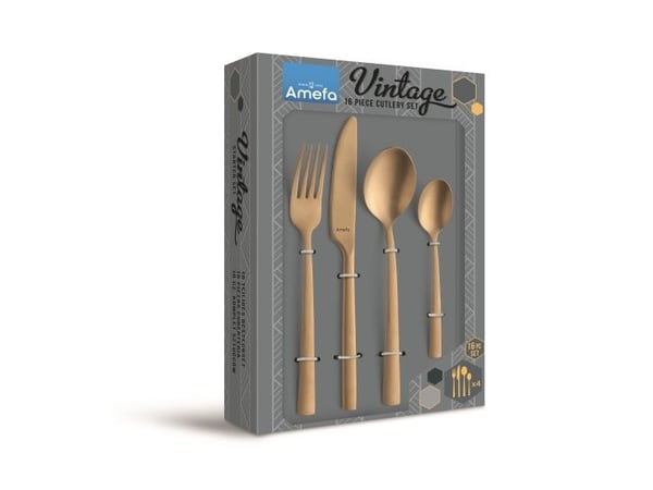 Amefa Manille 9035 - 16-pc set in vintage box - gold- stonewash