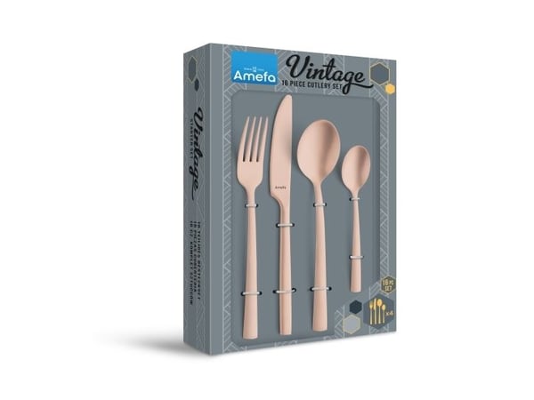 Amefa Manille 9035 - 16-stk sæt i vintage æske - kobber-stenvask