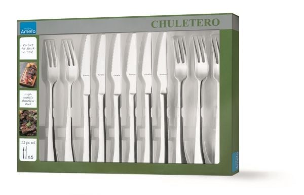Amefa Chuletero 7038 - 12-pc Steak set in window box