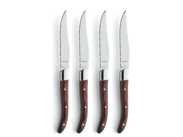 Amefa Royal Steak 2520 - 4-pcs Steak knife set brown in wooden box