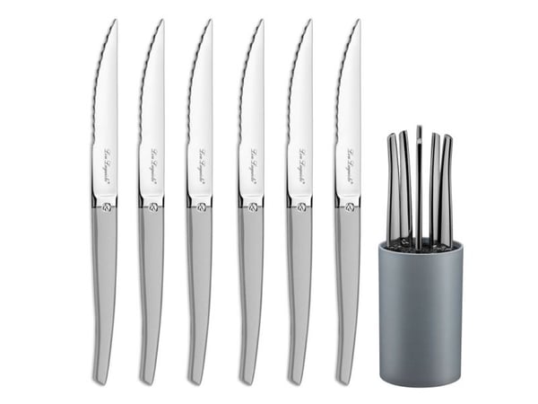 Lou Laguiole -  Steaks Knive- elegant satinfinish -6 stk  & kniv holder