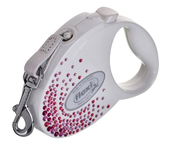Flexi FLEXI bånd Glam Splash Pink, S, TASMA 3 m, hvit