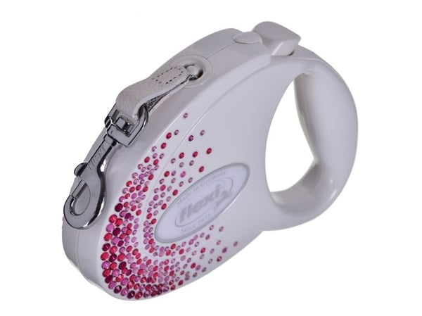 Flexi automatiskt koppel Glam Splash Pink M 5m, vit