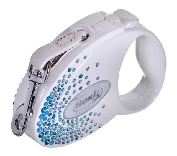 Flexi Glam Splash Ocean bånd til hund, S, TASMA 3 m, hvit