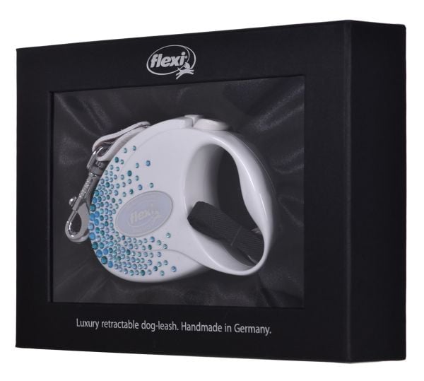 Flexi Glam Splash Ocean bånd til hund, S, TASMA 3 m, hvit