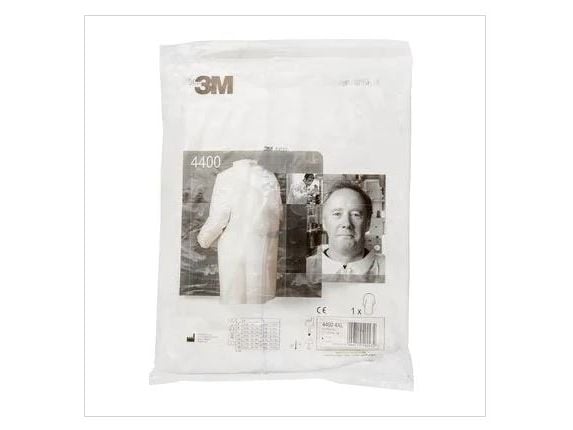 3M 4400-W, Hvit, XL, Voksen, Unisex, Uten bentildekning, Glidelås