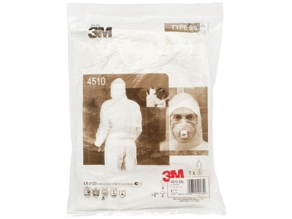 3M 4520CS, Grønn, Hvit, 2XL, Voksen, Unisex, Glidelås, Front