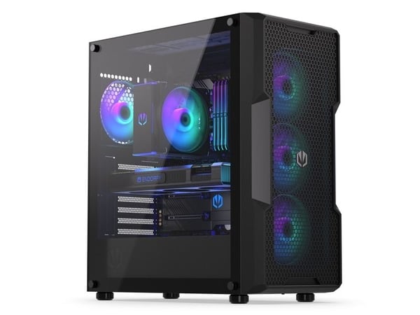 Endorfy Regnum 400 ARGB - PC-etui - ATX - sidepanel med vindu (herdet glass) - ingen strømforsyning (ATX) - svart - USB/lyd