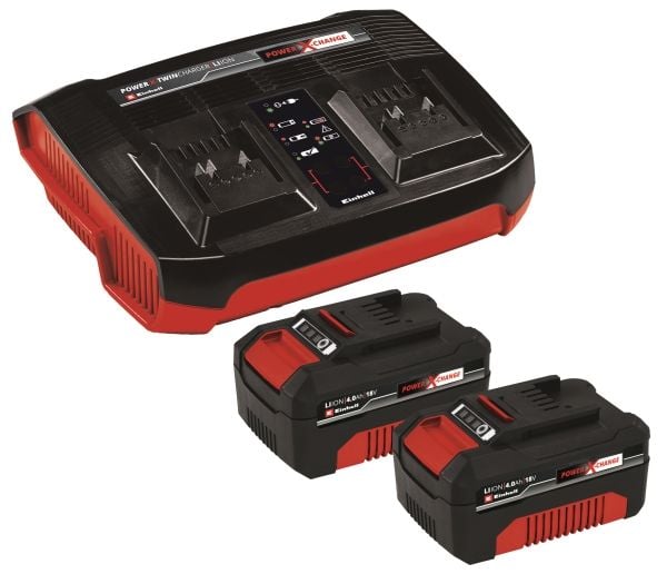 Einhell 2x 4.0Ah & Twincharger Kit PXC, Batterier medfølger