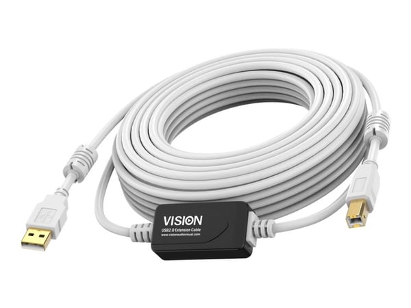 Vision TC 15MUSB+/2, 15 m, USB A, USB B, USB 2.0, 480 Mbit/s, Valkoinen