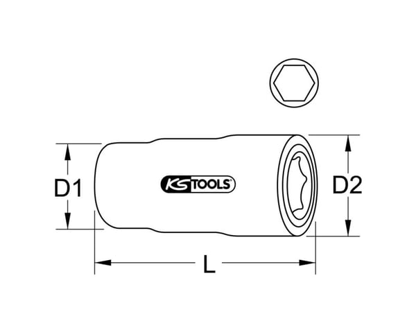 KS Tools 117.1219, Stikkontakt, 1/2", Metrisk, 1 hoder, 19 mm, Kromvanadiumstål