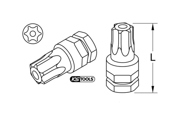 KS Tools 503.8207, 1 stykker, Sikkerhets-torx, Nickel, 23 mm, 10 g