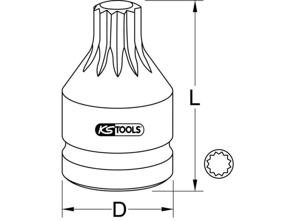 KS Tools 515.0013, Kraftpipe, 1 hoder, 3/4", Krom-molybden, 60 mm, 40 mm