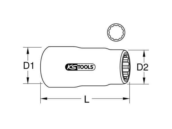 KS Tools 117.3838, Uttag, 3/8", Metrisk, 1 huvuden, 13 mm, Kromvanadinstål