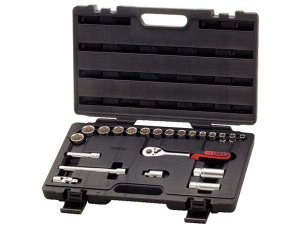KS Tools 911.3995, Støpselsett, 3/8", 22 hoder, Kromvanadiumstål, 2 kg