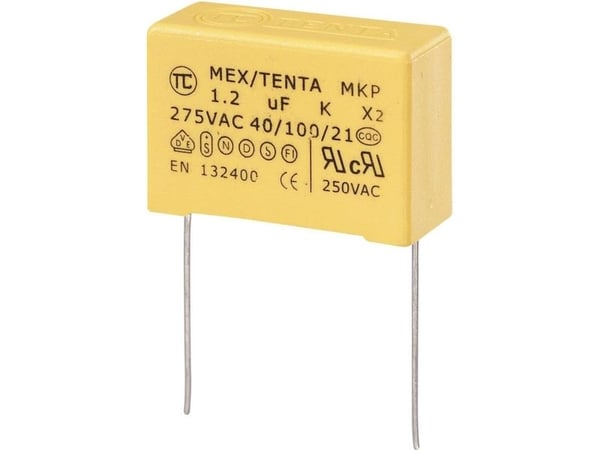 TRU COMPONENTS MKP-X2 støyfjernerkondensator radial 1,2 µF 275 V AC 10% 27,5 mm (L x B x H) 32 x 13 x 23 mm, 1 stk