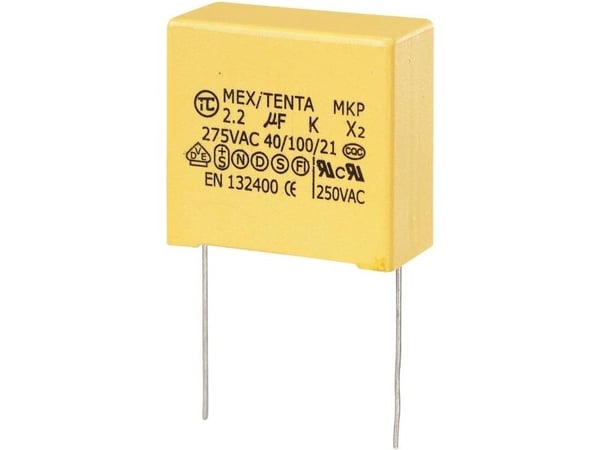 TRU COMPONENTS MKP-X2 2 µF 275 V AC støydempende kondensator, radial, 27,5 mm