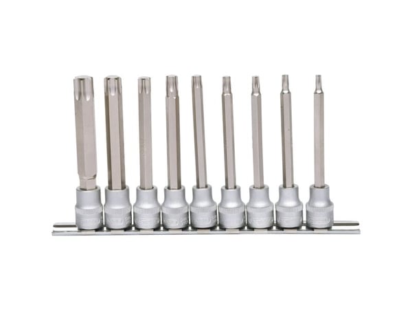 KS Tools 911.1550, Støpselsett, 3/8", 9 hoder, Kromvanadiumstål, DIN 3120, ISO 1174, 650 g