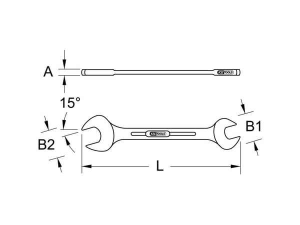 KS Tools 964.2215, Ruostumaton teräs, DIN 3113 Form A, ISO 3318, ISO 7738, 285 mm, 750 g, 1 kpl