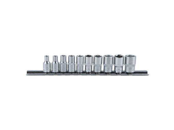 KS Tools 917.0620, Støpselsett, 1/4", 10 hoder, Kromvanadiumstål, DIN 3120, ISO 1174, DIN 3124, ISO 2725, 350 g