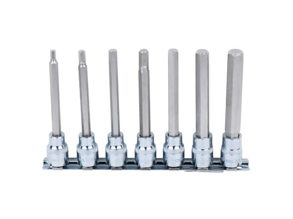 KS Tools 918.3960, Støpselsett, 3/8", Metrisk, 7 hoder, Kromvanadiumstål, DIN 3120, ISO 1174, DIN 7422