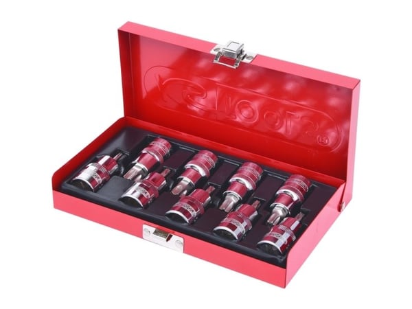 KS Tools 918.1386, Avainsarja, 1/2", metrinen, 9 päätä, T20,T25,T27,T30,T40,T45,T50,T55,T60, kromi-vanadiiniteräs