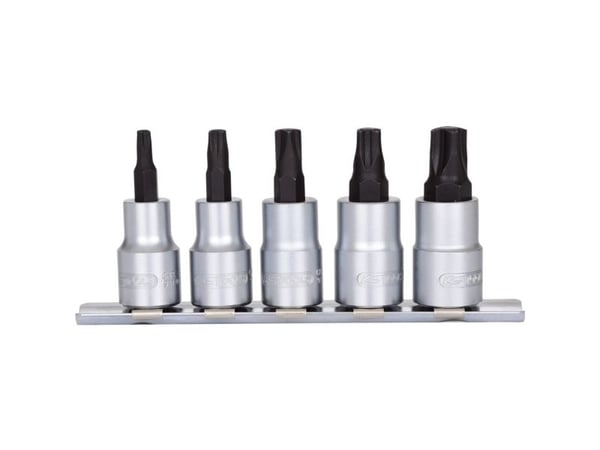 KS Tools 911.4010, Støpselsett, 3/8", 5 hoder, Kromvanadiumstål, DIN 3120, ISO 1174, 275 g