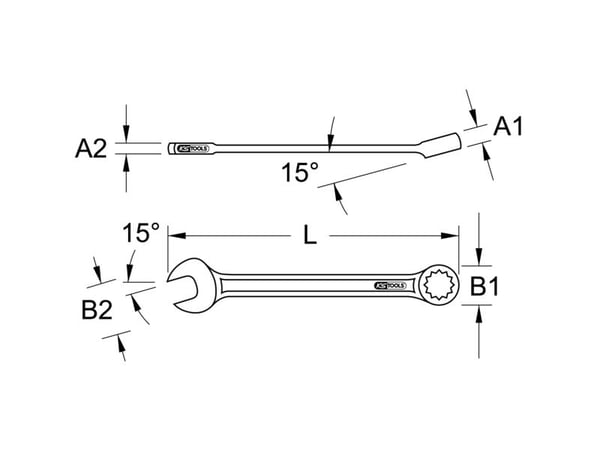 KS Tools 963.7301, 75 mm, 15°, DIN 3113 Form A, ISO 3318, ISO 7738, 680 mm, 3,9 kg, 1 kpl