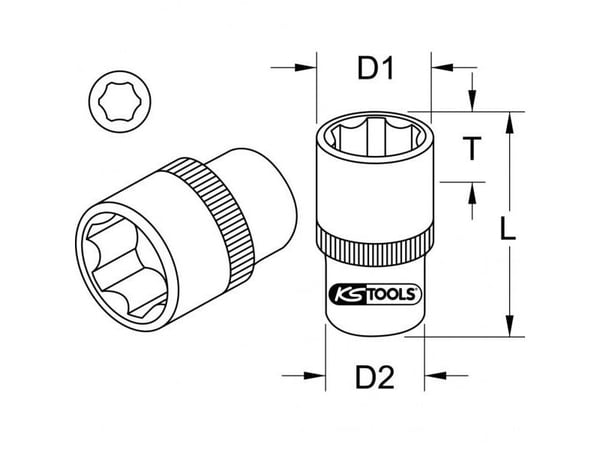 KS Tools 911.1226, Stikkontakt, 1/2", Metrisk/imperisk, 1 hoder, 26 mm, 1/2"