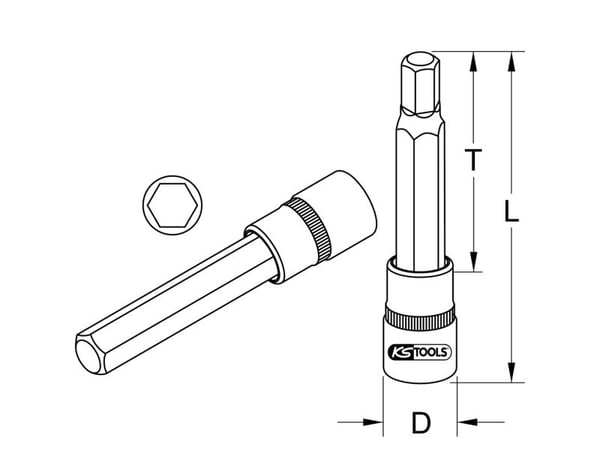 KS Tools 911.1563, Stikkontakt, 3/8", Metrisk, 1 hoder, 6 mm, Kromvanadiumstål