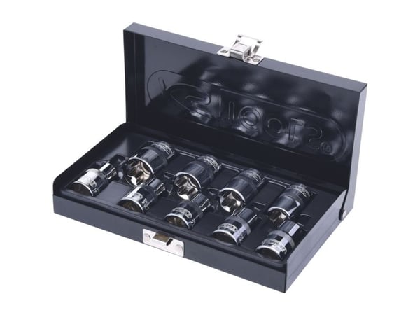 KS Tools 918.4410, Støpselsett, 1/2", 9 hoder, Kromvanadiumstål, DIN 3120, ISO 1174, 1 kg