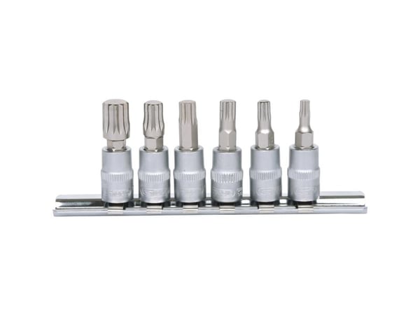 KS Tools 911.1547, Støpselsett, 1/4", 6 hoder, Kromvanadiumstål, DIN 3120, ISO 1174, 160 g