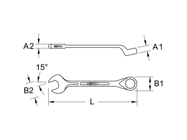 KS Tools 517.2628, 1.3/4", Kromvanadinstål, 70°, DIN 3113 Form B, ISO 3318, ISO 7738, 530 mm, 1,7 kg