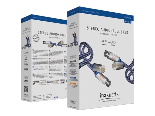 in-akustik Premium Audio - Lydkabel - XLR hann til XLR hunn - 75 cm - dobbeltisolert - blå, sølv - solid